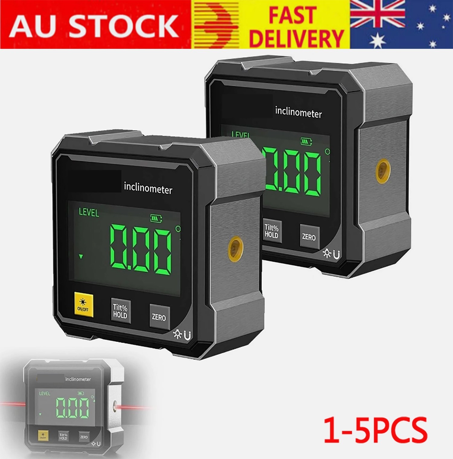 Pocket Magnetic Digital Angle Gauge Finder With Laser Inclinometer Level Meter