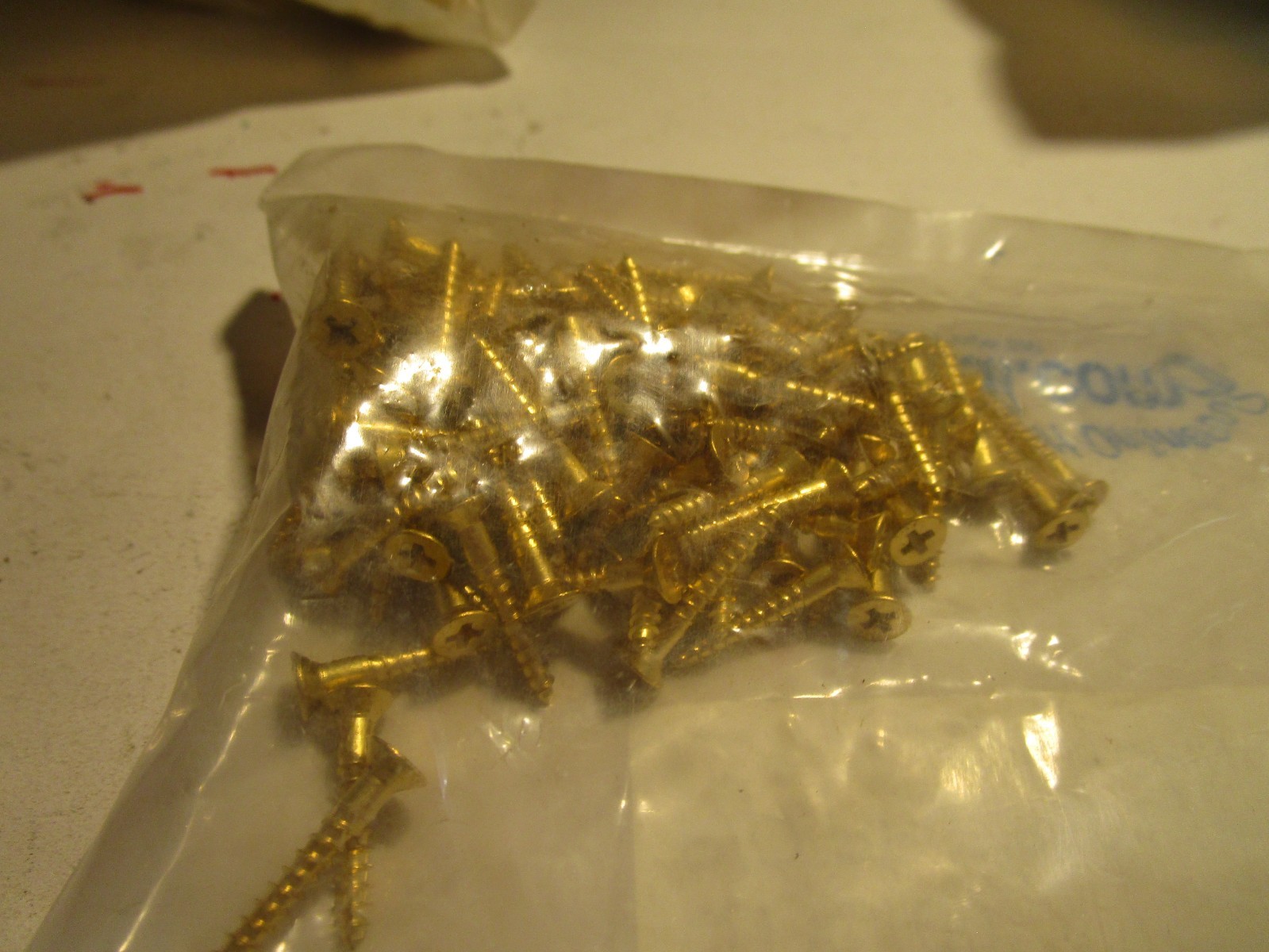 #4-22 x 3/4" Flat Head Phillips Sharp Pt Plain Finish Brass Wood Screw QTY 100