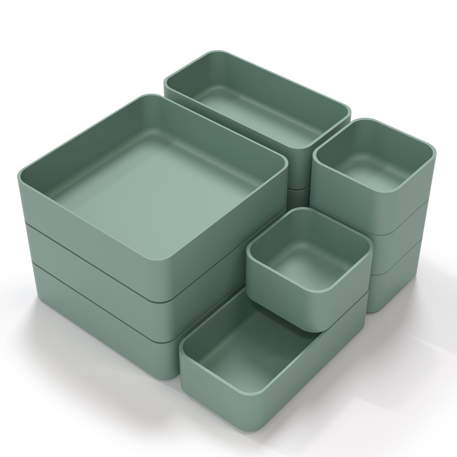 11-Piece Stackable Drawer Organizer Set, Multi-size Desk Drawer Organizer Tra...