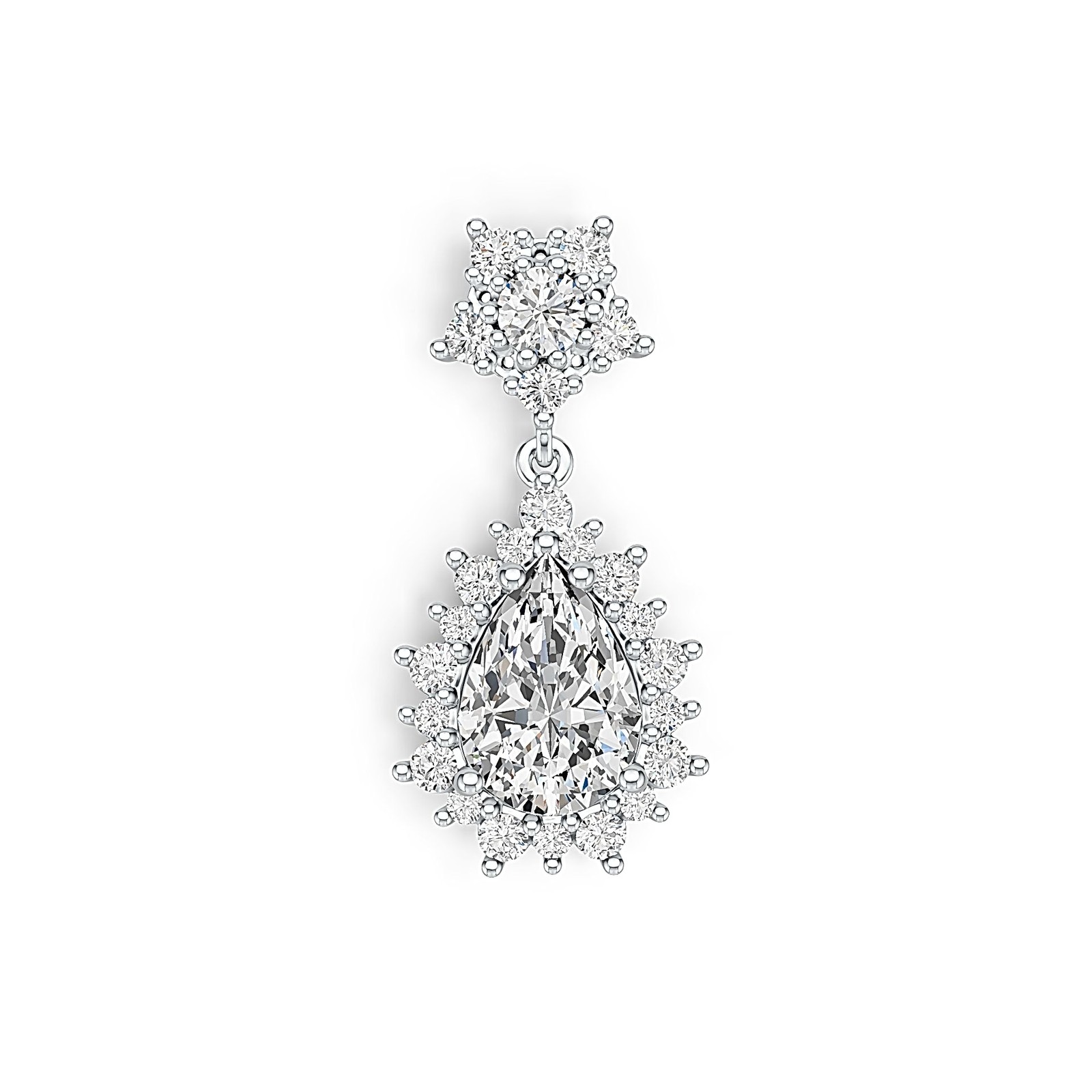 Sterling Silver Semi Mount Pendant Setting Pear PE 10X7mm with White Topaz