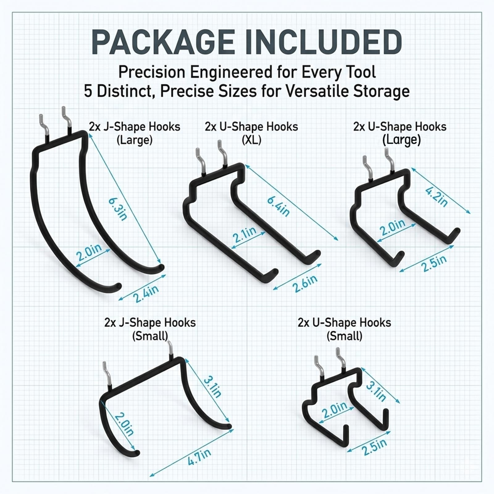 10 Pack 1/4" Pegboard Drill Holder Tool Utility Hooks