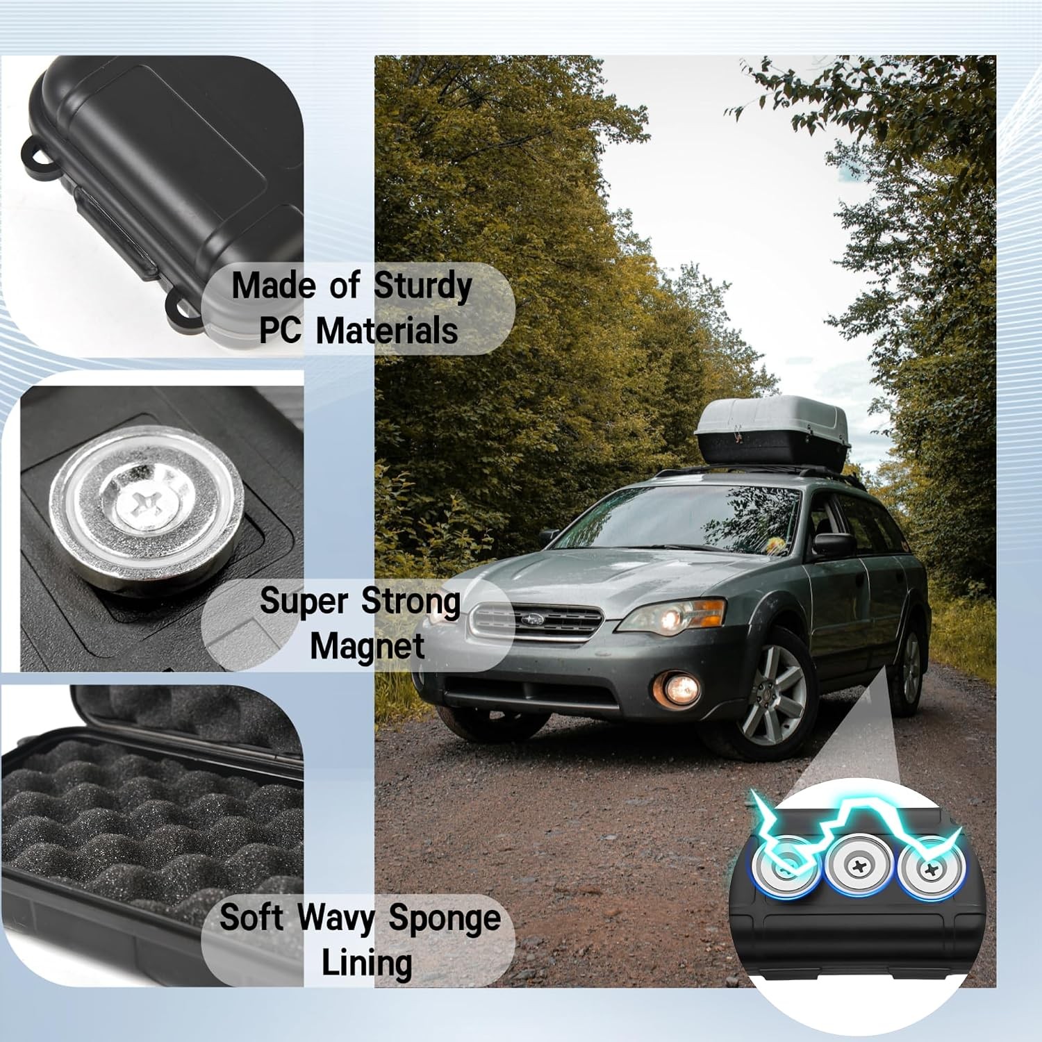 2 PCS Magnetic Key Holders Under Car Hide Key Magnetic Box Organizer Storage