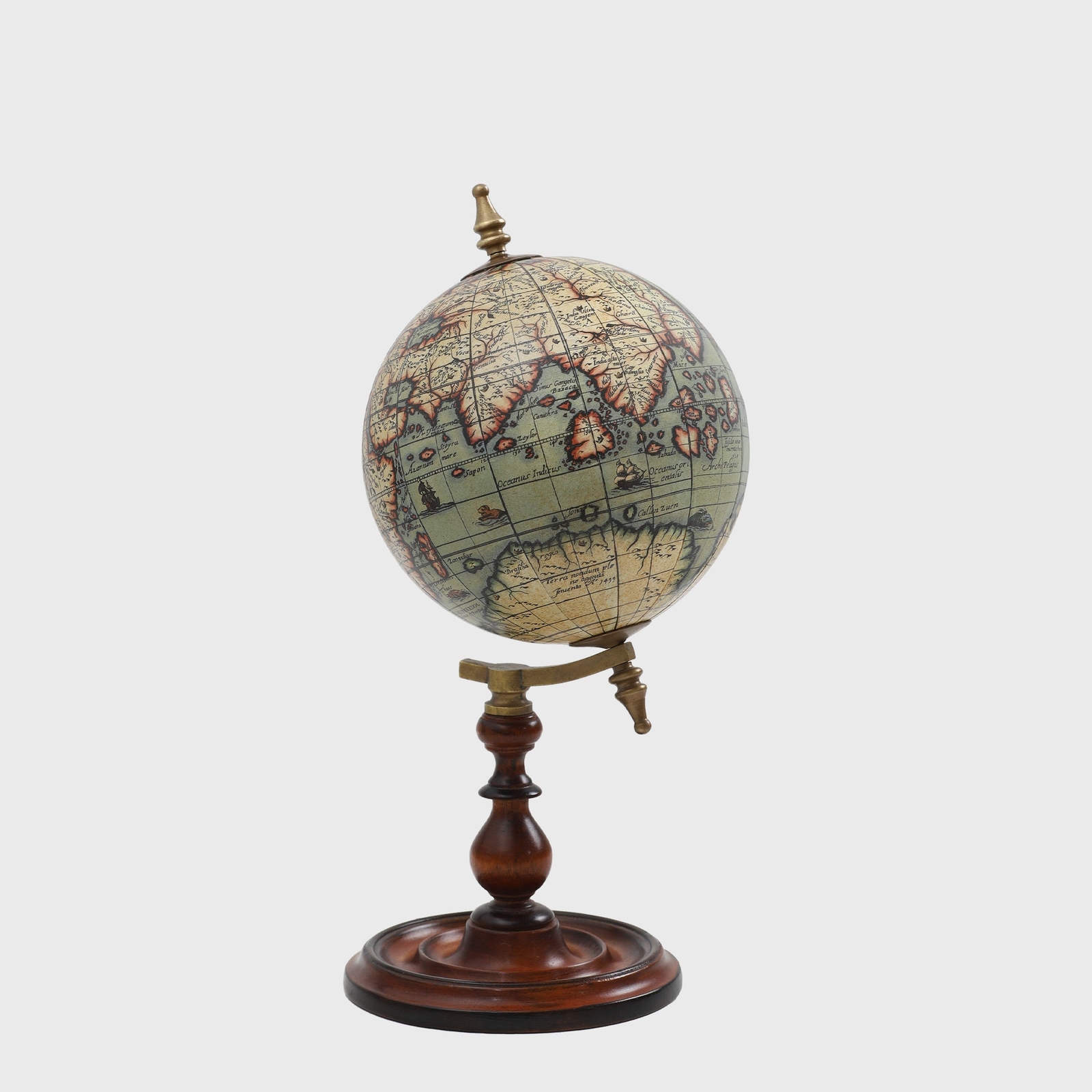 Old World Style 8" Globe w Turned Wood Stand