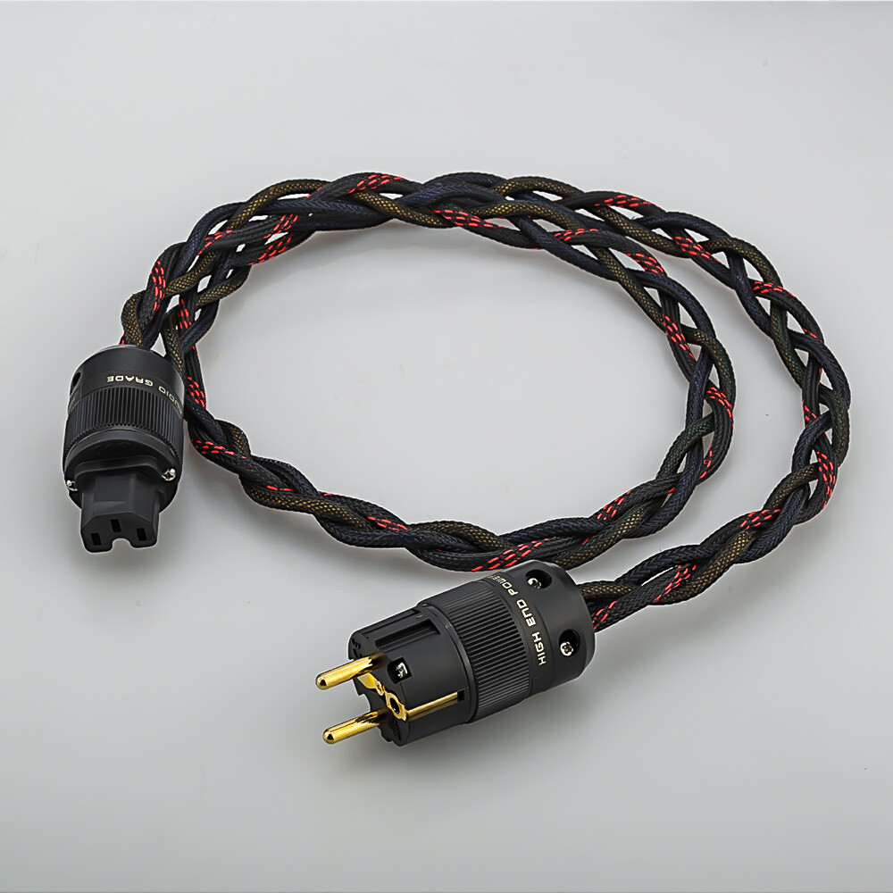 HiFi Audio Amplifier Power Cord US/EU/Schuko Plug Braid OCC Power Supply Cable
