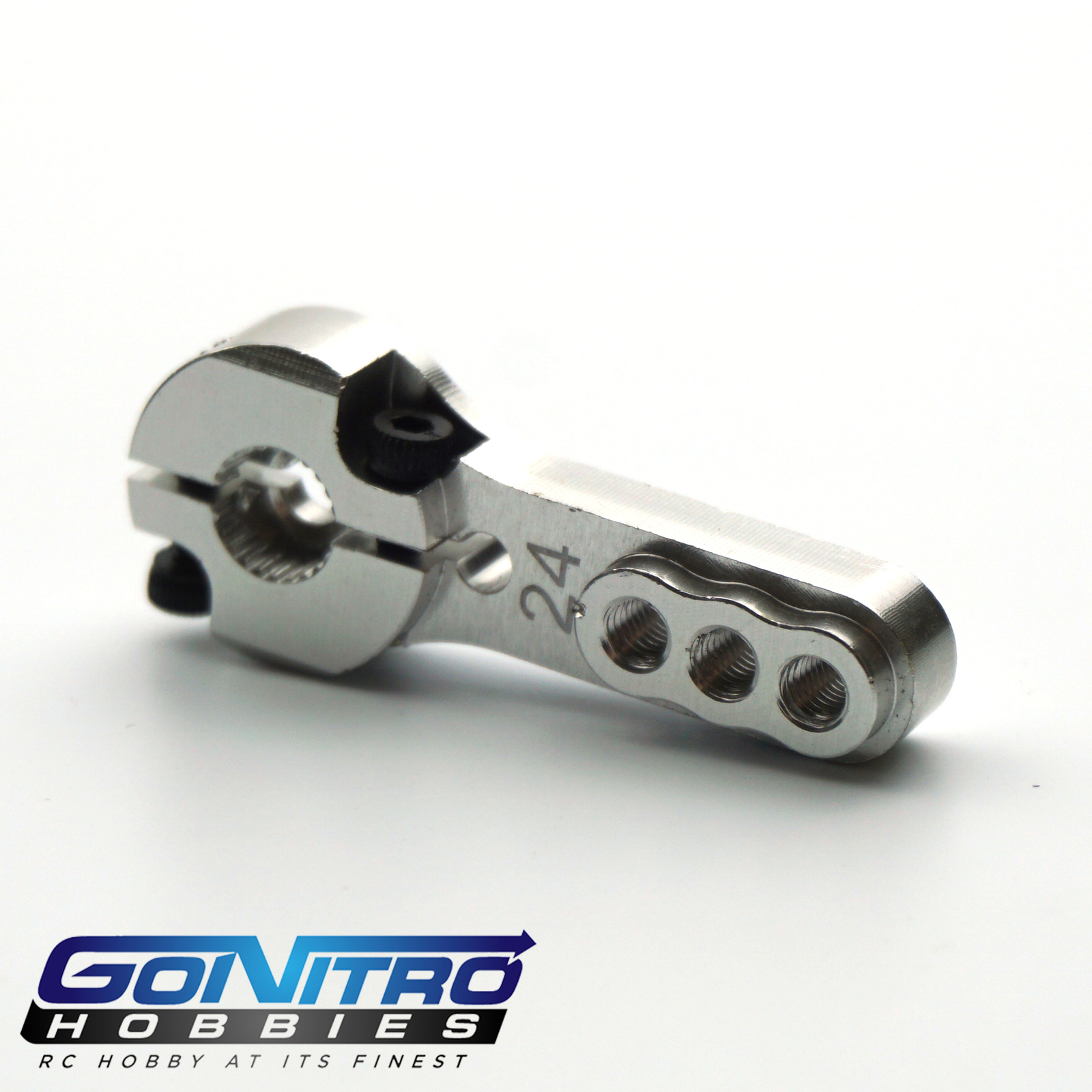 NEW Go Nitro Hobbies 24T 3 Hole Aluminum Heavy Duty Servo Arm Silver Hitec