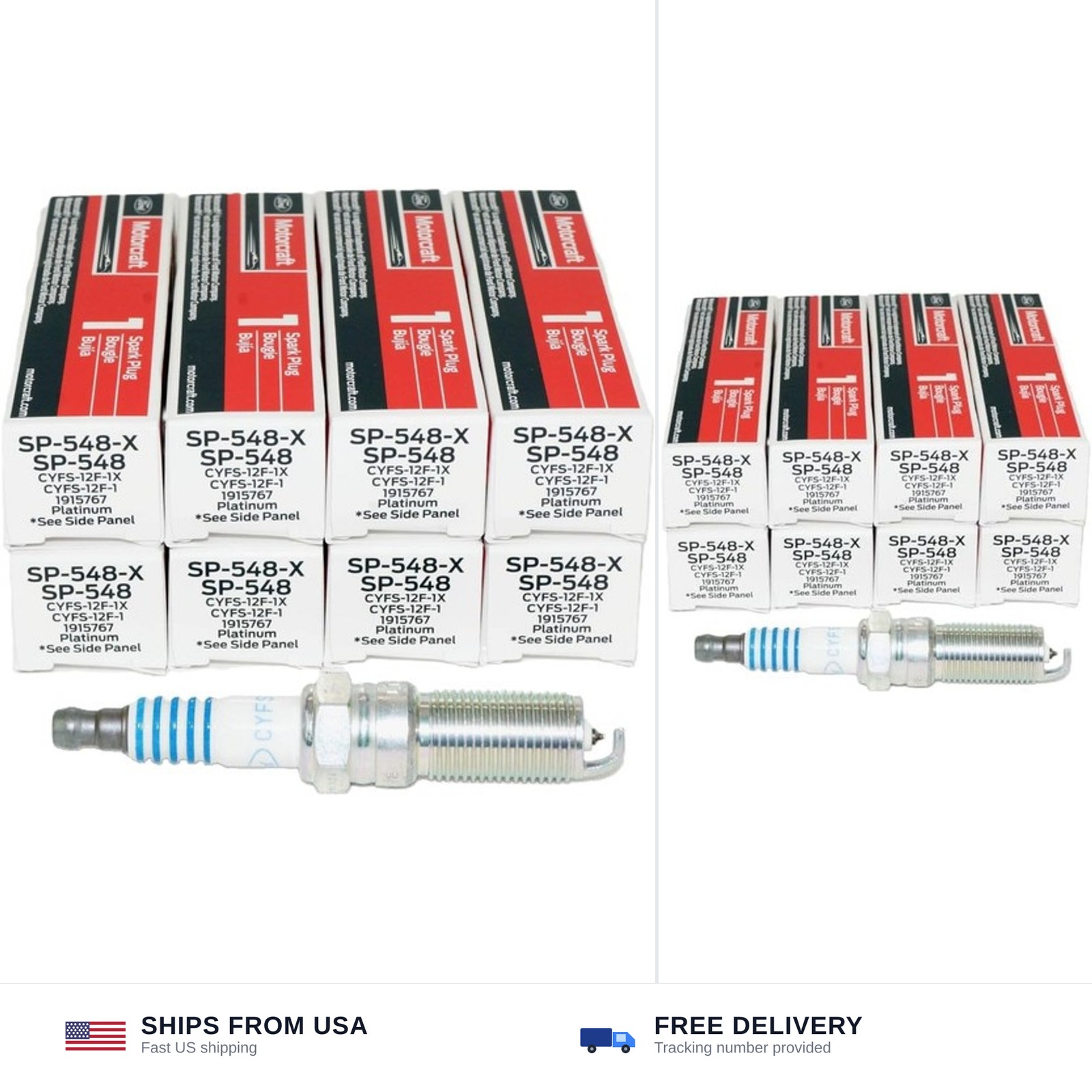 New Motorcraft SP548 Spark Plug Set of 8 For Ford Mustang F-150 2011-2017