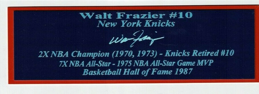 Walt Frazier Nameplate New York Knicks Autograph Photo Basketball Jersey
