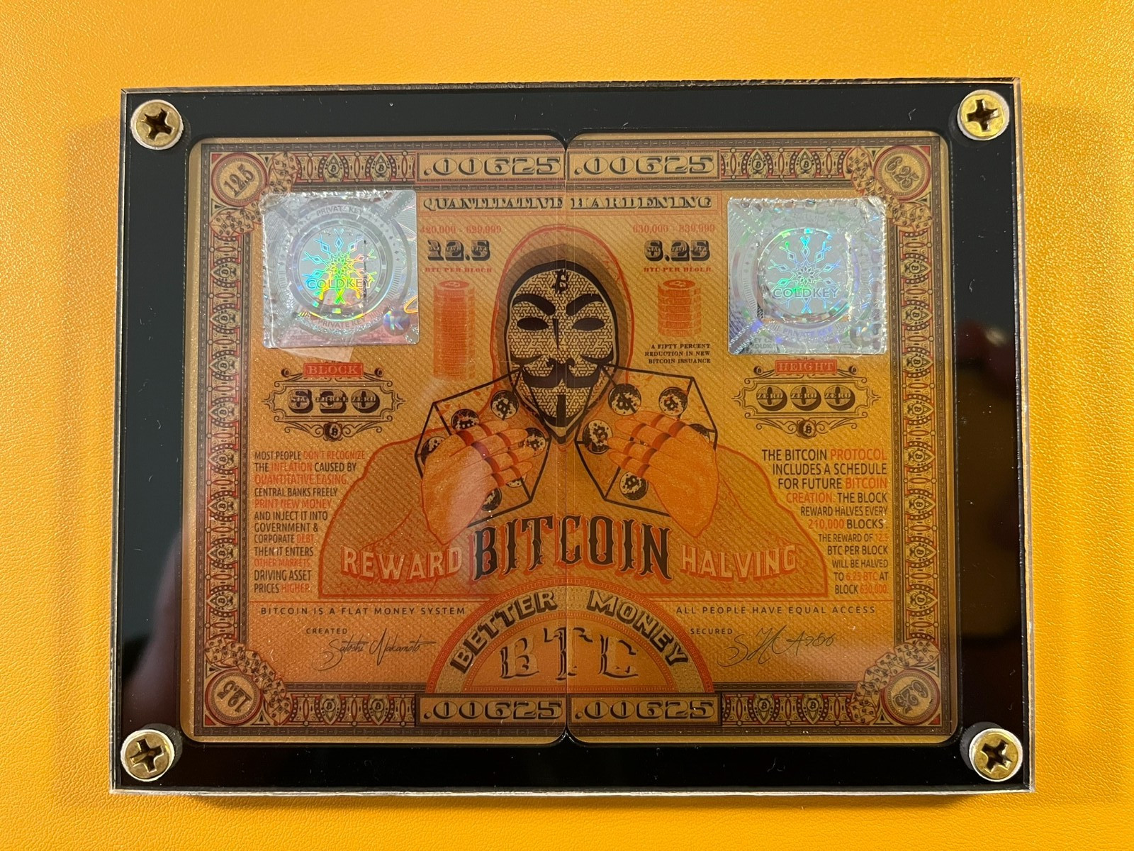 2020 ColdKey "Third Bitcoin Block" Halving Physical Wallet Trio