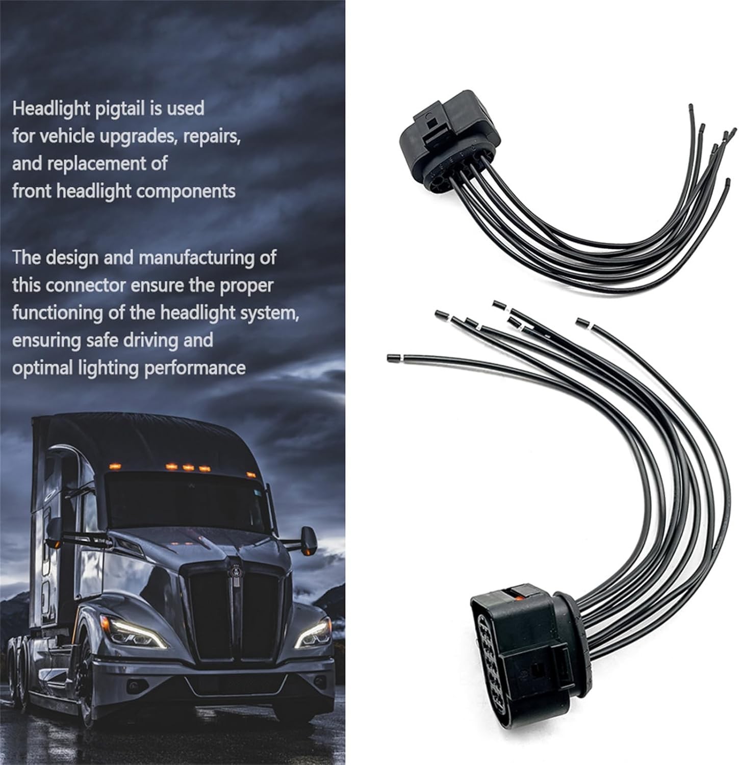2 Pack Headlight Pigtail Connector Compatible with Kenworth T680 Headlight...