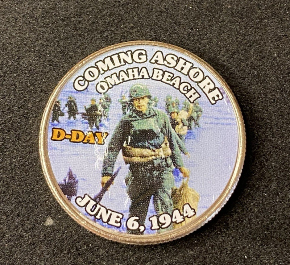 Colorized Kennedy Half Dollar D-Day Coming Ashore Omaha Beach Free Shipping