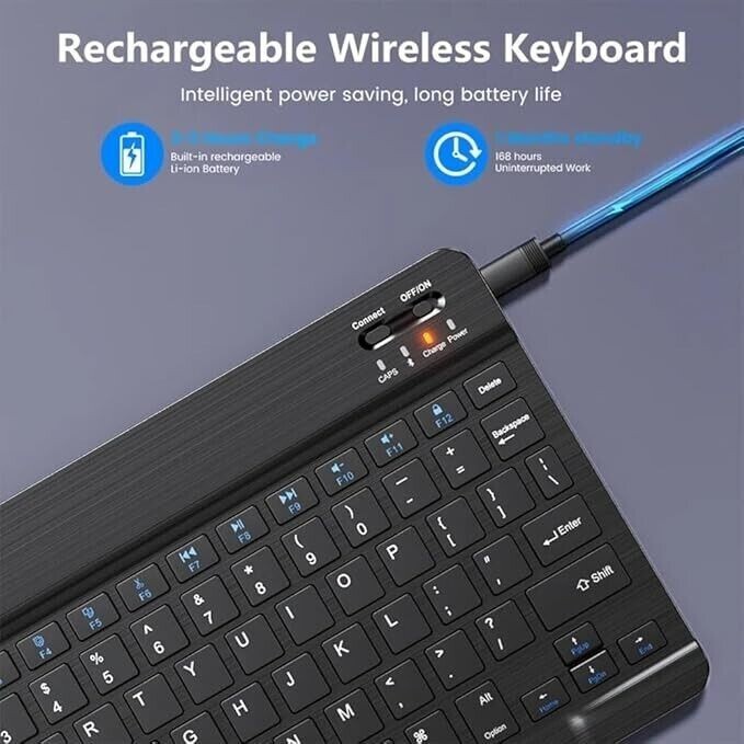 Ultra-Slim Bluetooth Keyboard Portable Mini Wireless Keyboard Rechargeable fo...