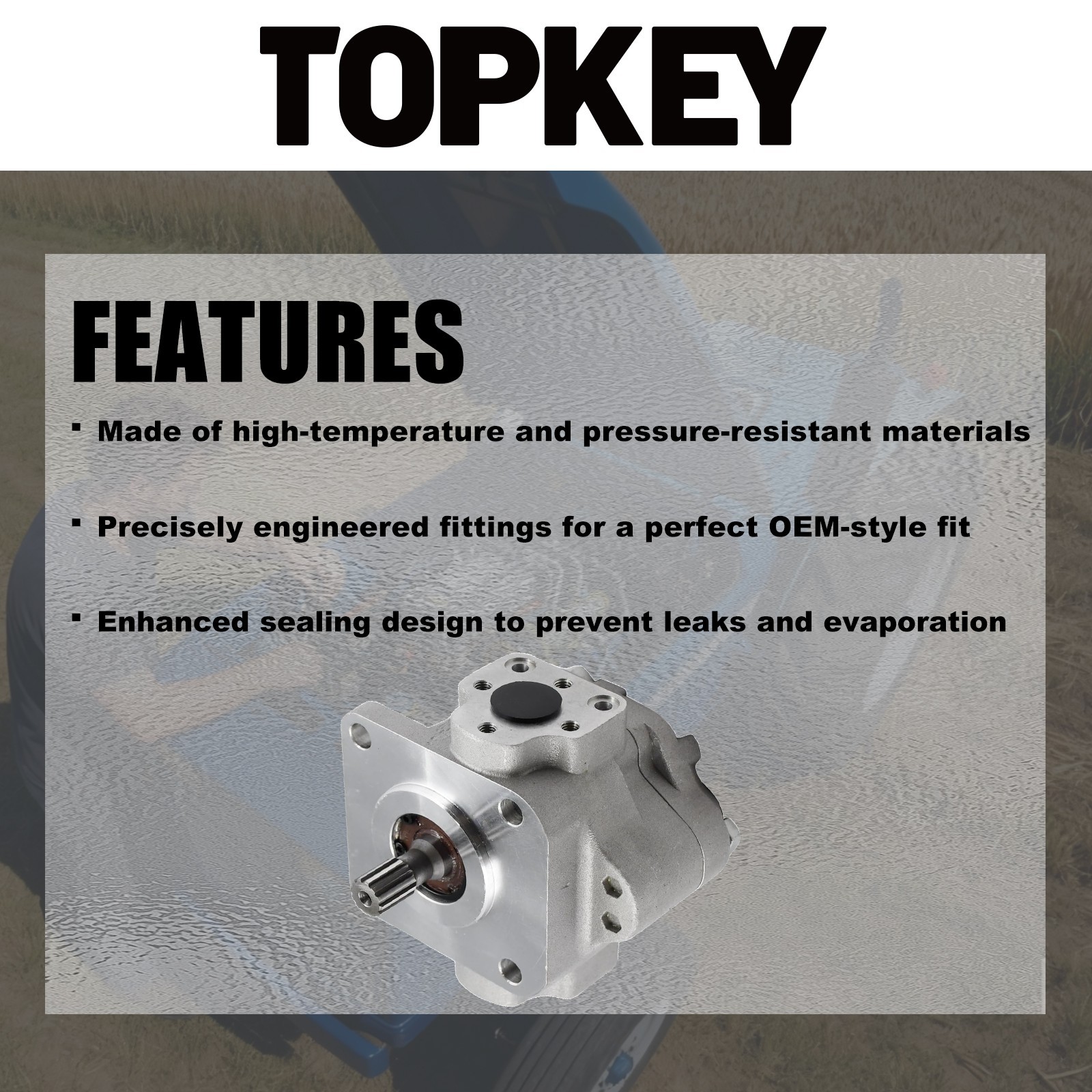 Topkey AM876753 Replacement Power Steering Hydraulic Pump for John Deere Tractor