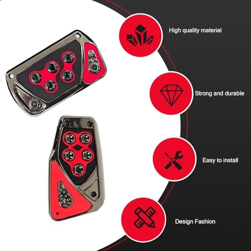 Car Pedal Pads, Automatic Transmission Brake and Accelerator Pedal 2 PCS Red