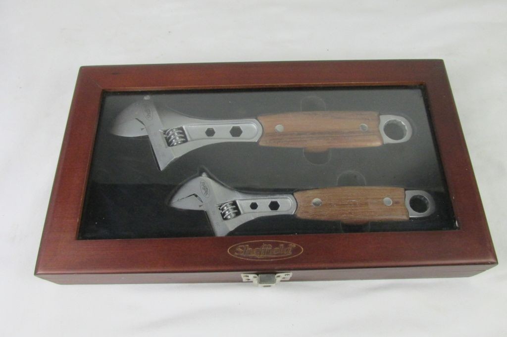 Sheffield Commemorative Wood Handle Adjustable Wrench Set of 2