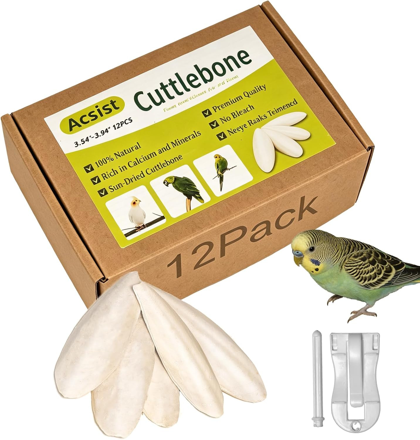 3.5"-4" Cuttlebone for Birds,Parakeets Cuddle Bone Beak Trimming,Premium