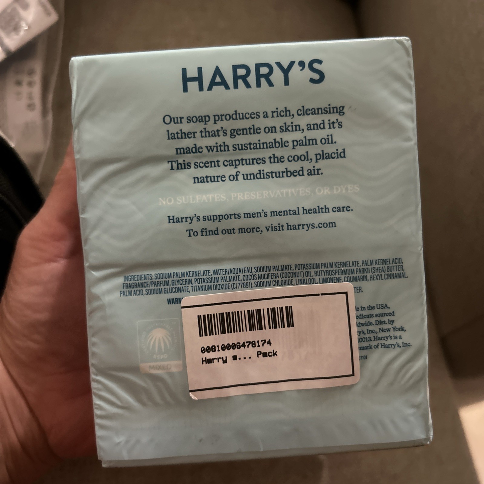Harry's Wildlands Bar Soap 4-Pack Mens Cleansing Moisturizing Sulfate Free