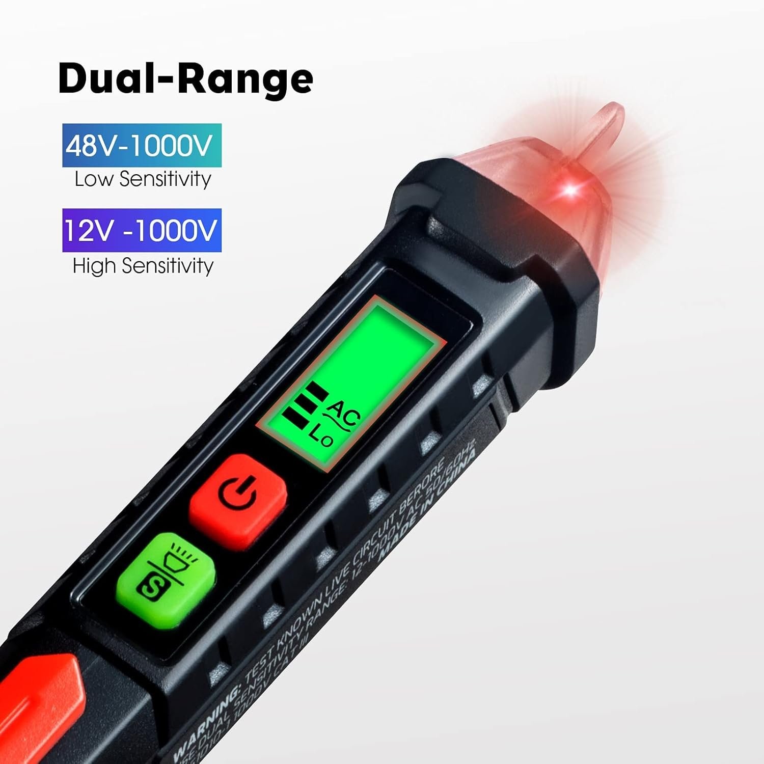 AC Voltage Tester with Smart Alerts and Built-In Flashlight for Easy Detection
