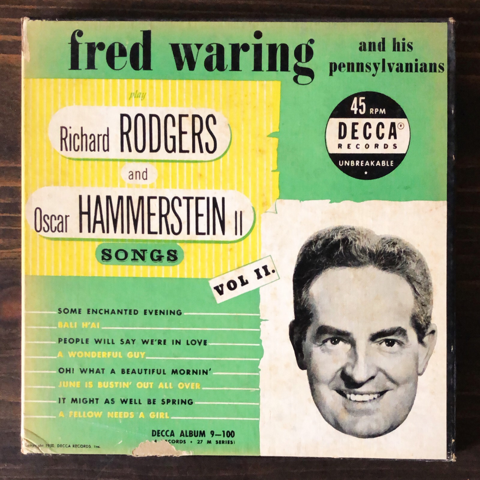 Vintage 45 RPM Decca 9-100 - Rodgers And Hammerstein II Songs Vol. 2