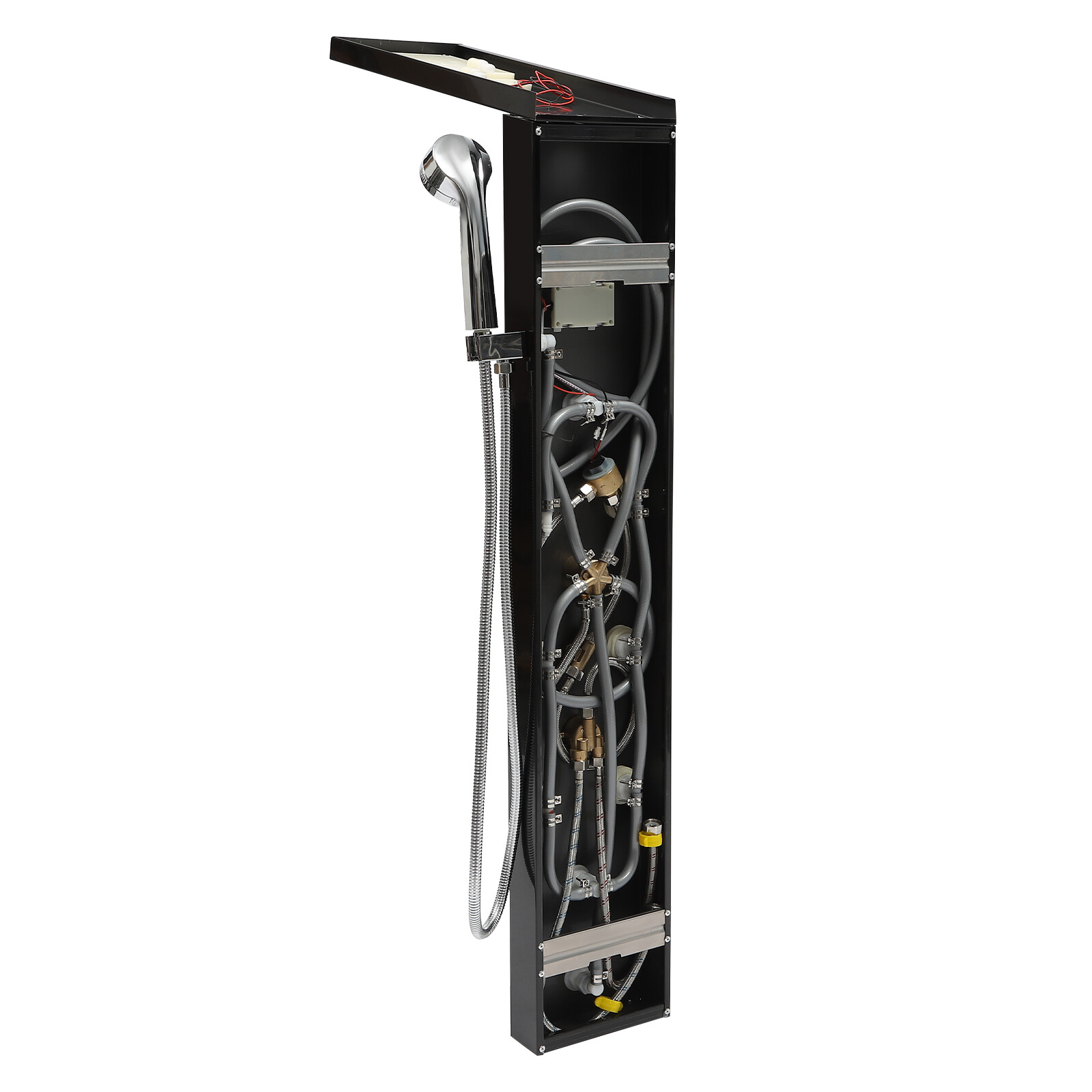 Hydroelectricity Display Rain Massage Full Body Shower System with Jets Black