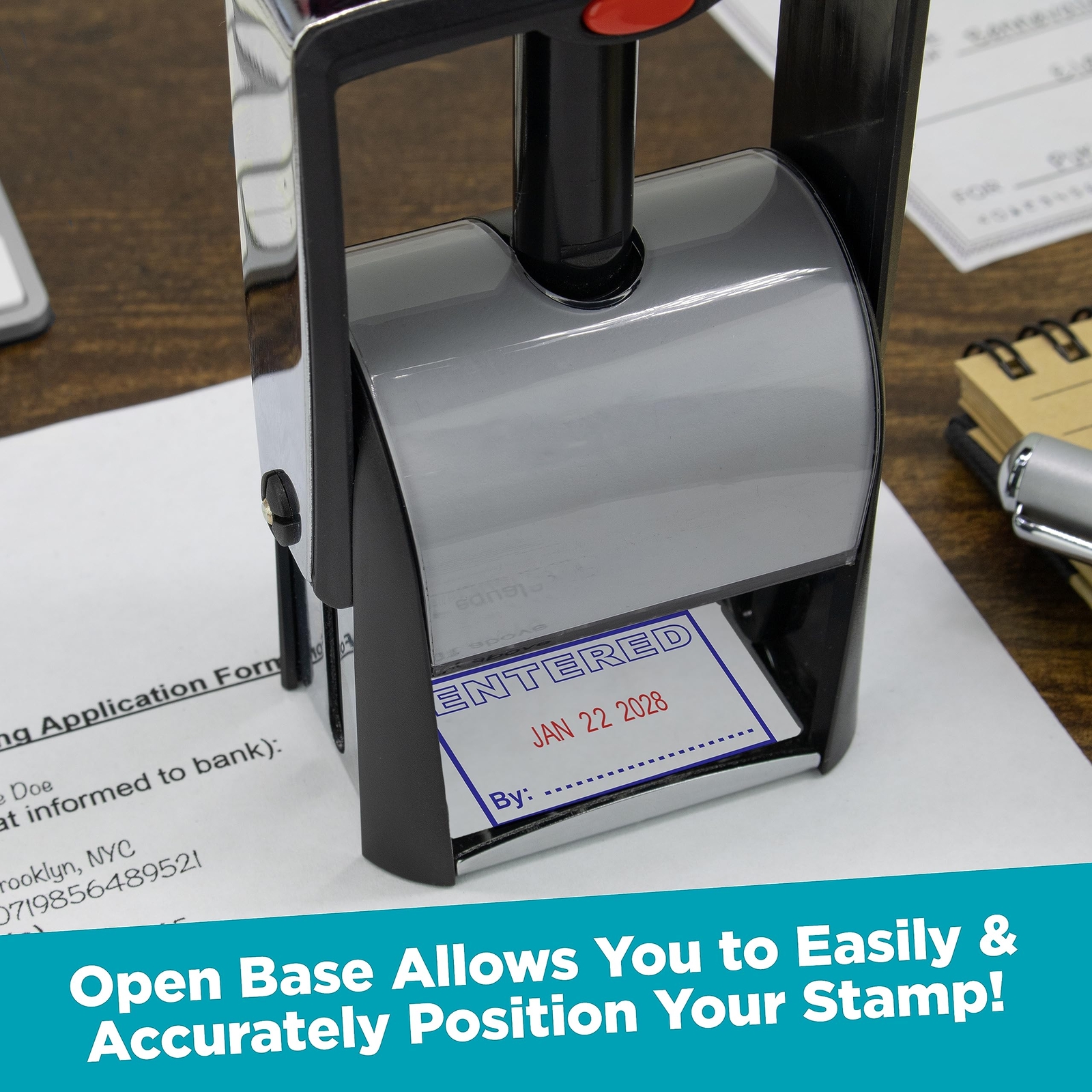 Heavy Duty Self Inking Date Stamp RECEIVED Phrase Red Ink