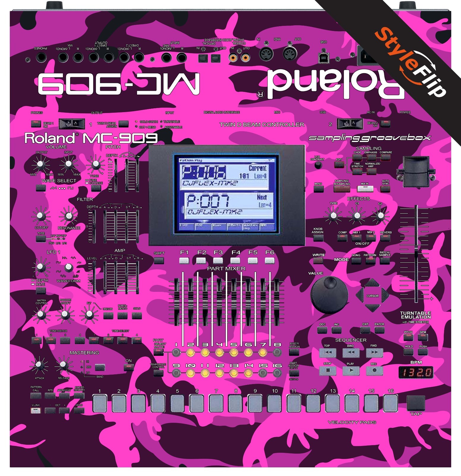 Roland MC-909 Skin | Pink Camo | Protective Decal | StyleFlip Skins
