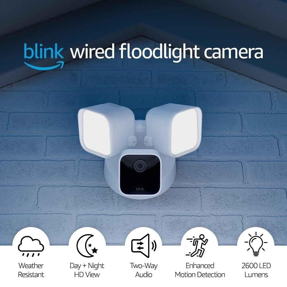 NEW Blink Wired Floodlight Camera Smart Security Camera 2600 Lumen HD Live View