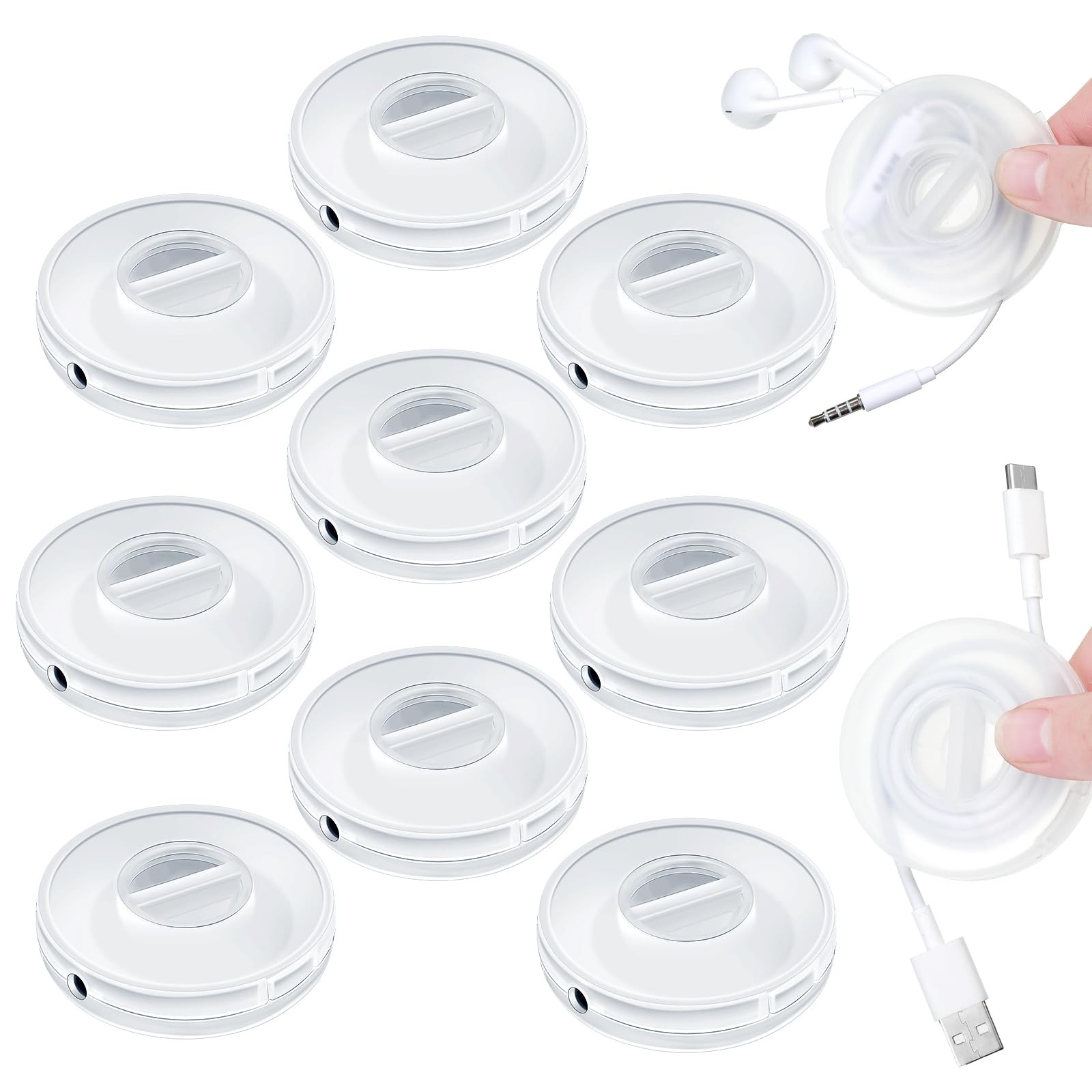 9 Pcs Retractable Charging Cord Organizer Round
