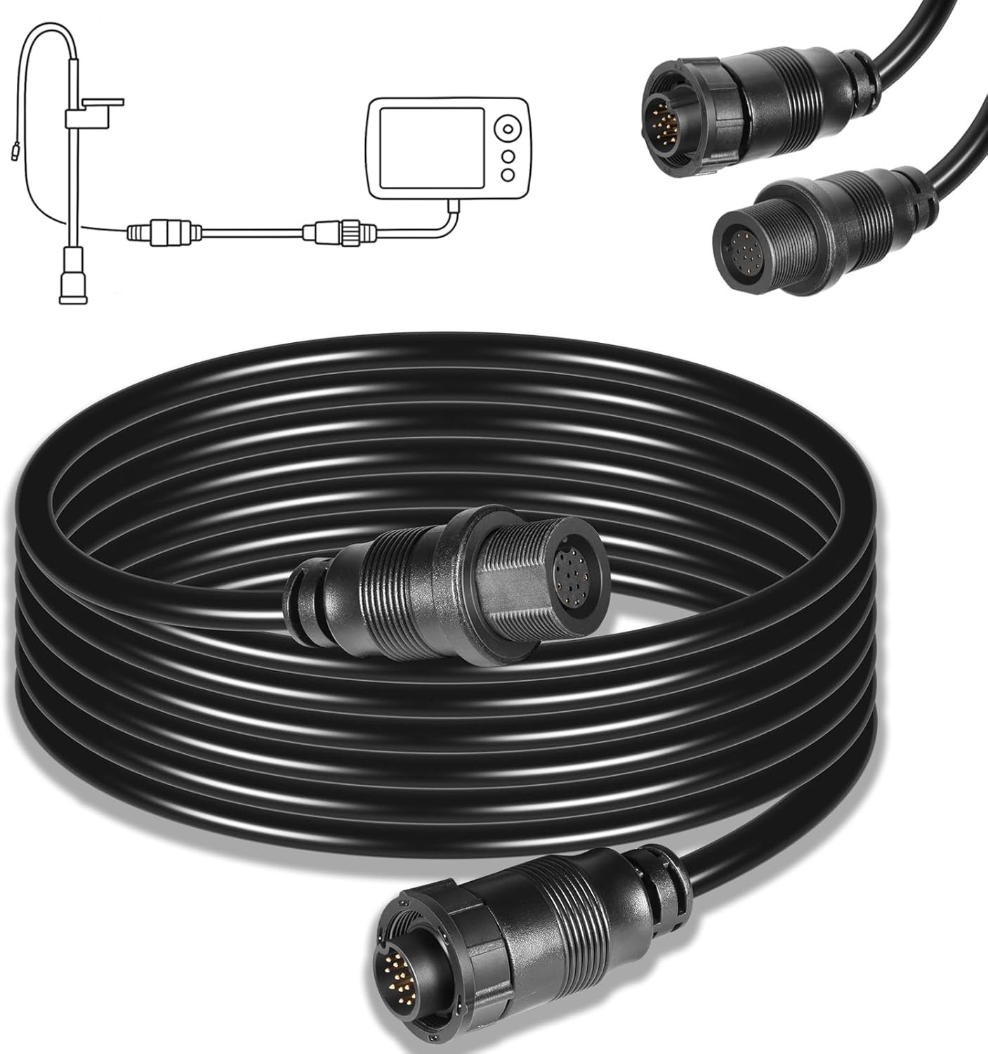 720106-1 EC M3 14W10 Transducer Extension Cable 14-pin for Humminbird APEX XPLOR