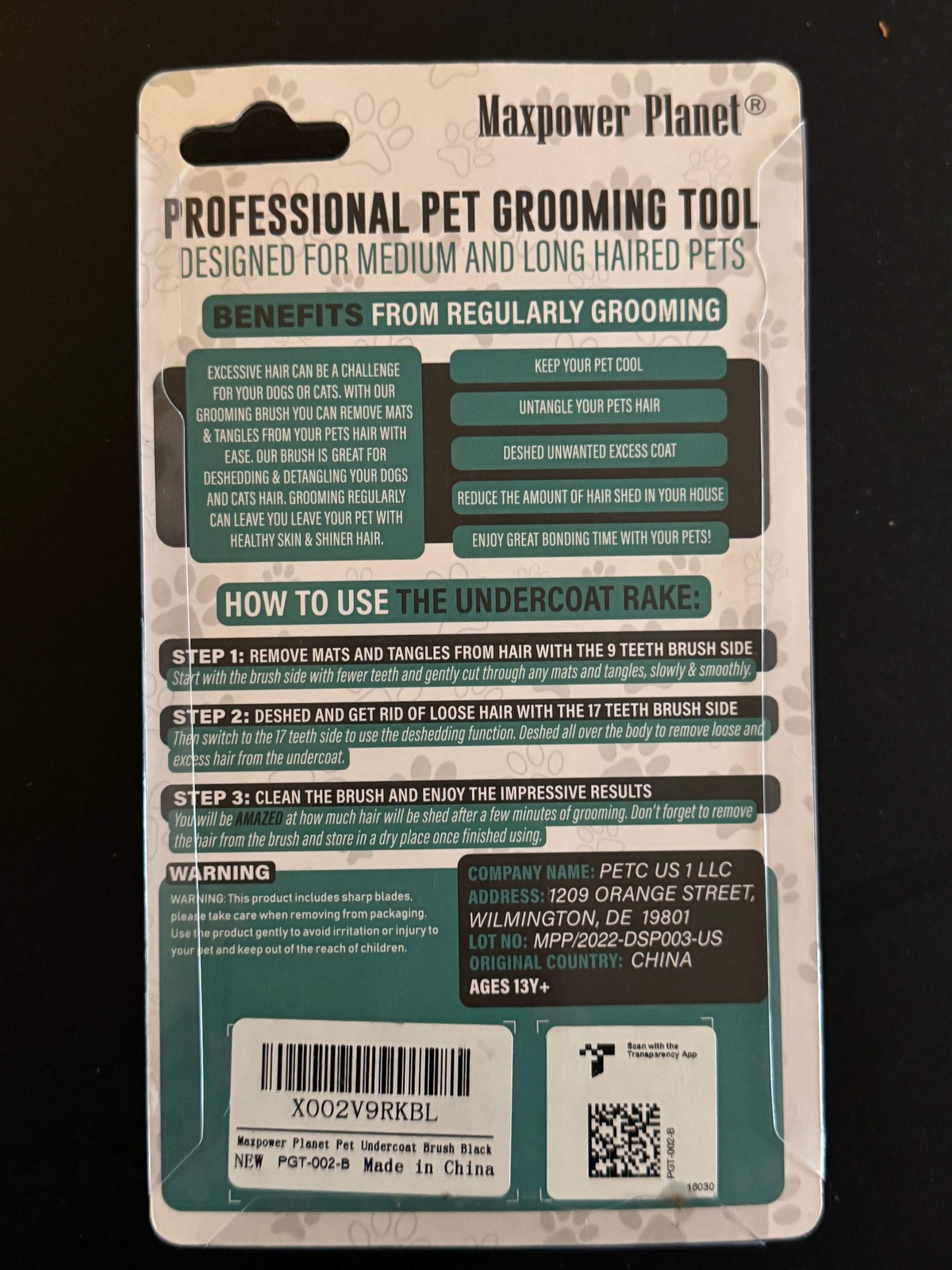 Maxpower Planet Pet Grooming Tool Dual Head Deshedding Rake