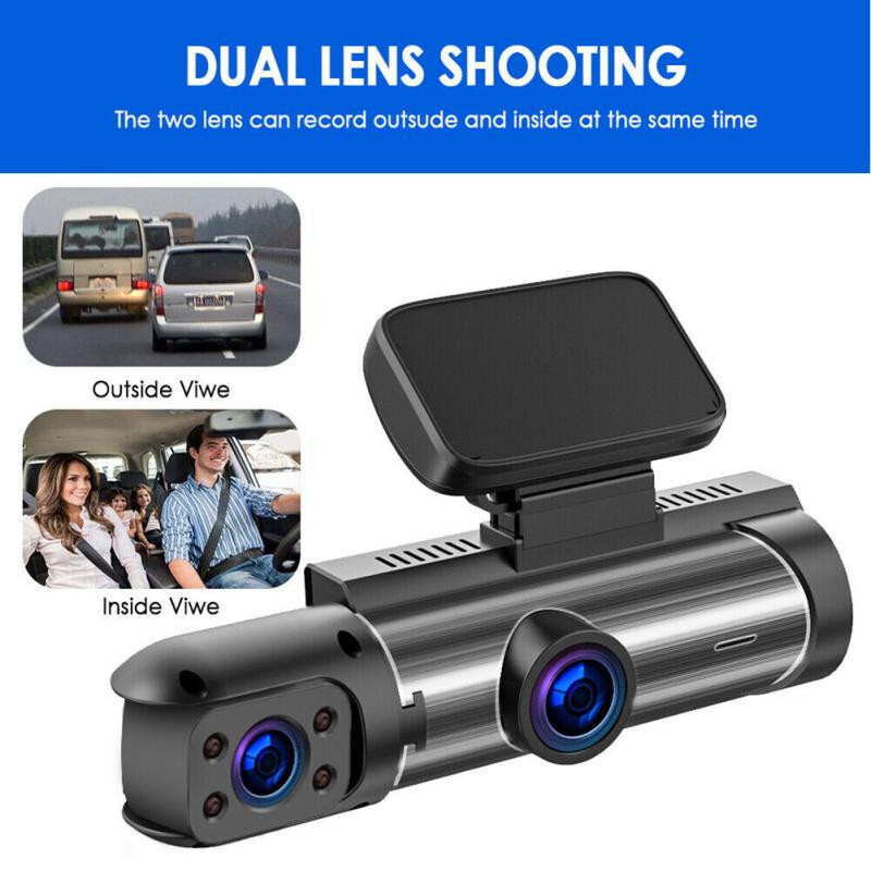 Dual Lens Car Dash Cam DVR Driving Recorder Front Inside Camera 1440P G-sensor