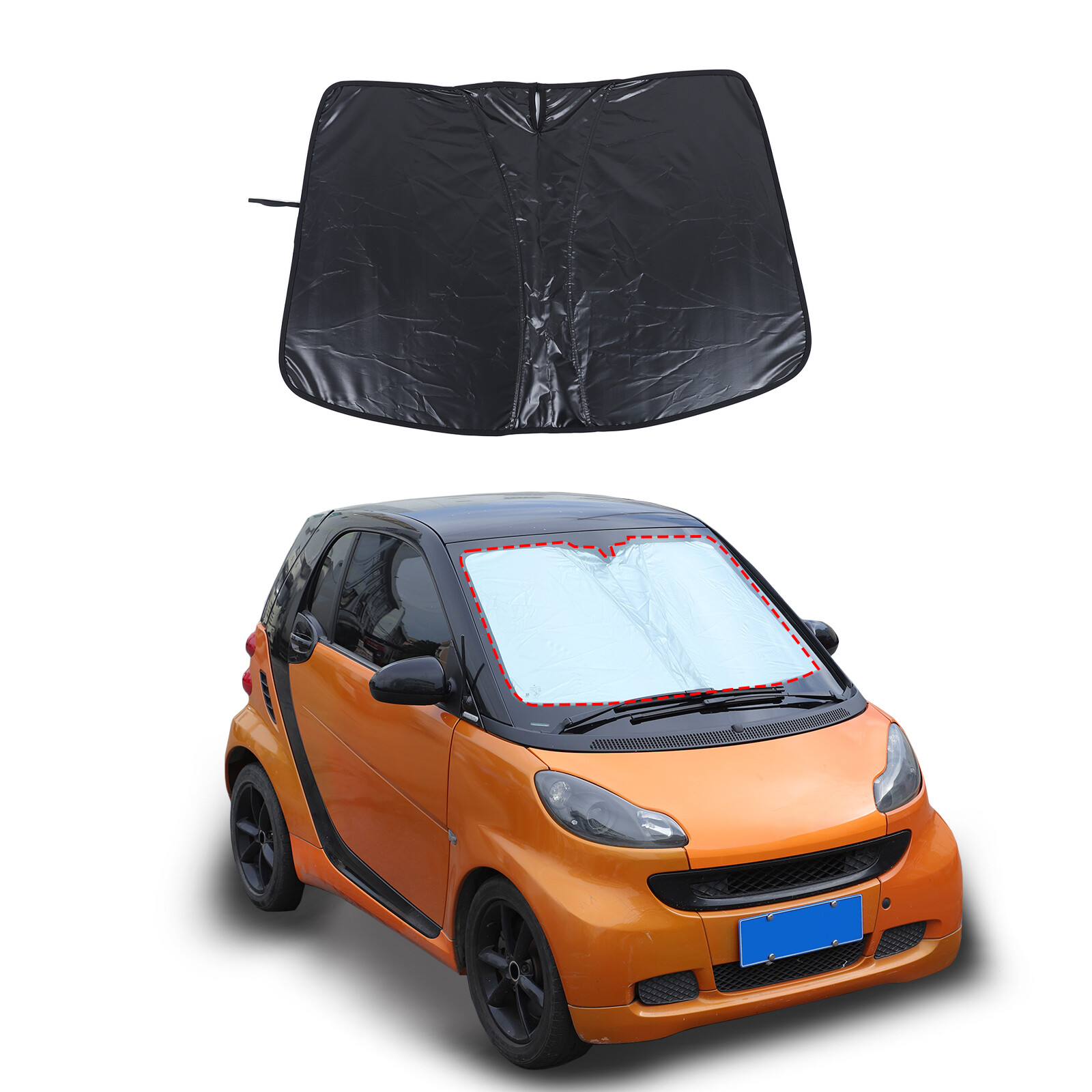 Foldable Windshield Sun Shade UV Protection Custom Fits Smart Fortwo 2009-2016