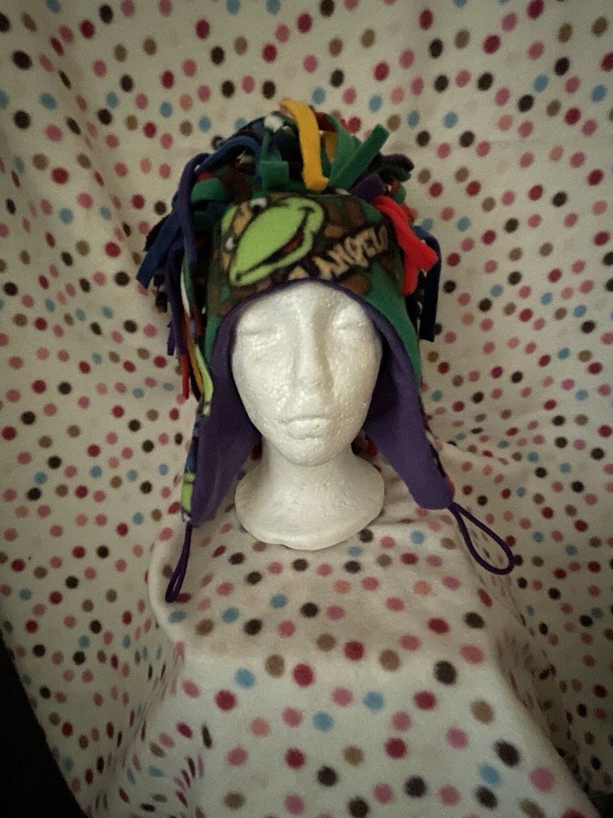 Wild N Crazy Teenaged MUTANT NINJA TURTLES PRINTED “hair” Hat.Unique 1 Of A Kind