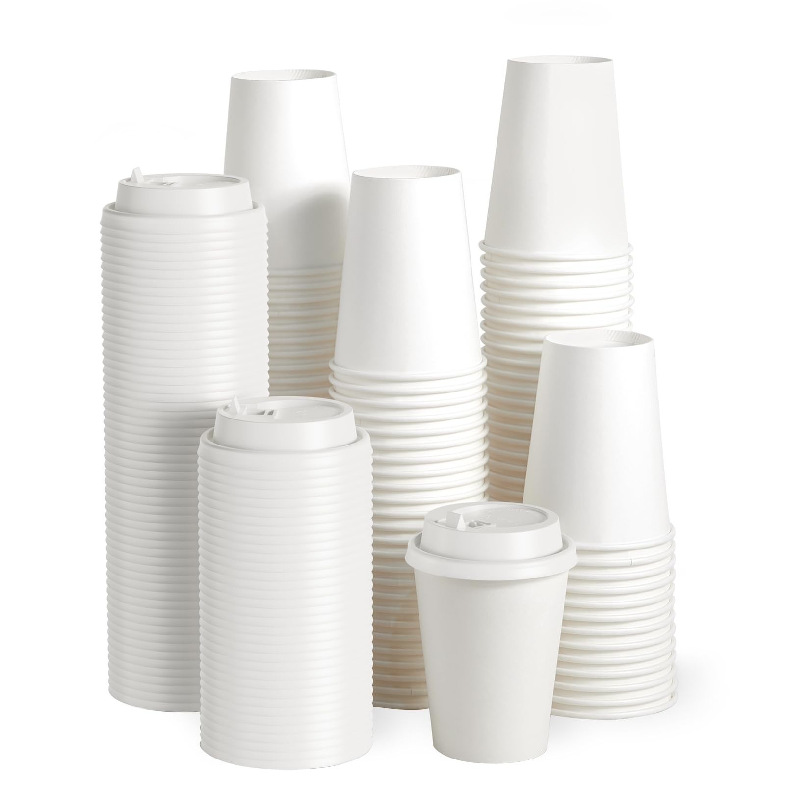 JOLLY PARTY [100 Pack] 12 oz Paper Coffee Cups, Disposable Paper Coffee Cup w...