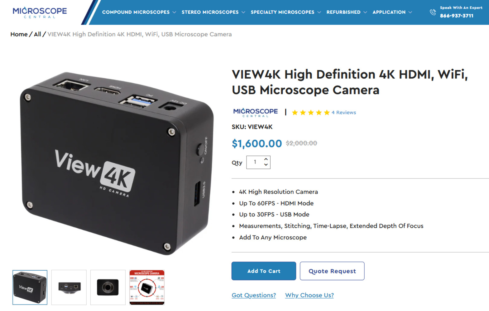 Microscope Central View4K High Definition 4K HDMI, WiFi, USB Microscope Camera