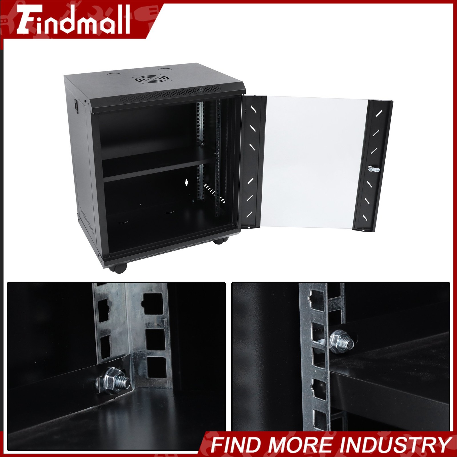 Findmall 12U Wall Mount Network Server Rack Cabinet Enclosure 15.5'' Deep