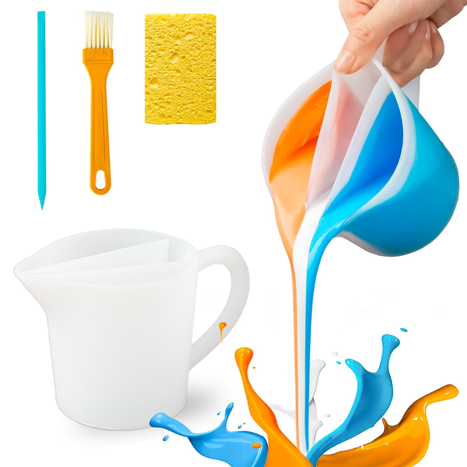 Split Cups with Handle for Paint Pouring Non-Stick Reusable 17oz 500ml 3 Chan...