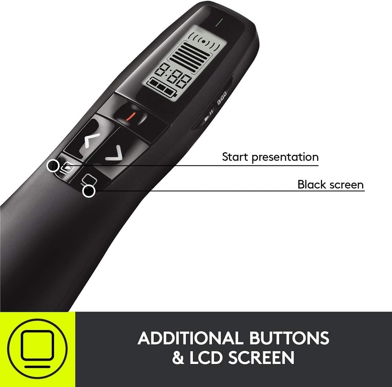 Logitech Wireless Presenter R800, PowerPoint Clicker with Green Laser Pointer