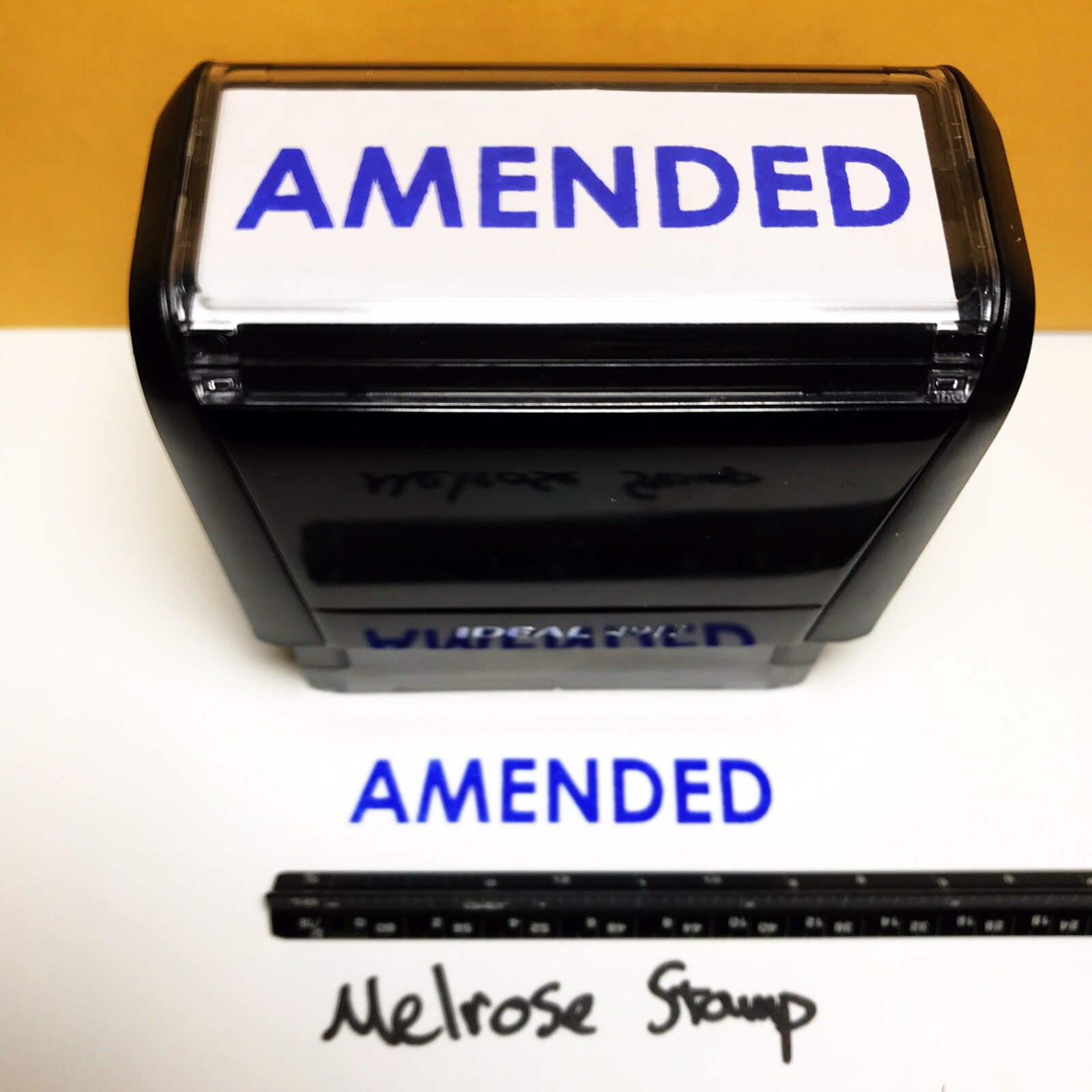 Amended Rubber Stamp Blue Ink Self Inking Ideal 4913