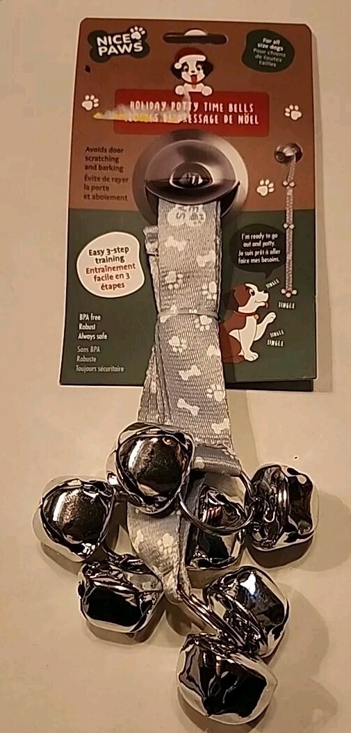 Nice Paws Holiday Potty Time Bells Silver NWT
