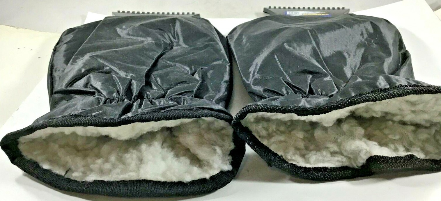 Black Ice Scraper Mitt Lined Fleece Car Snow Ice Windshield New