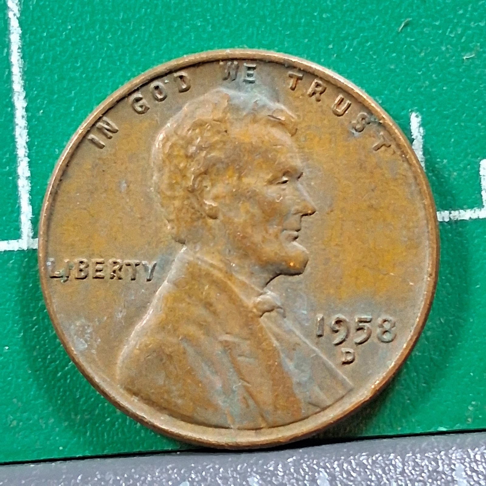 1958-D United States USA Abraham Lincoln Wheat Penny 1 Cent Copper Coin
