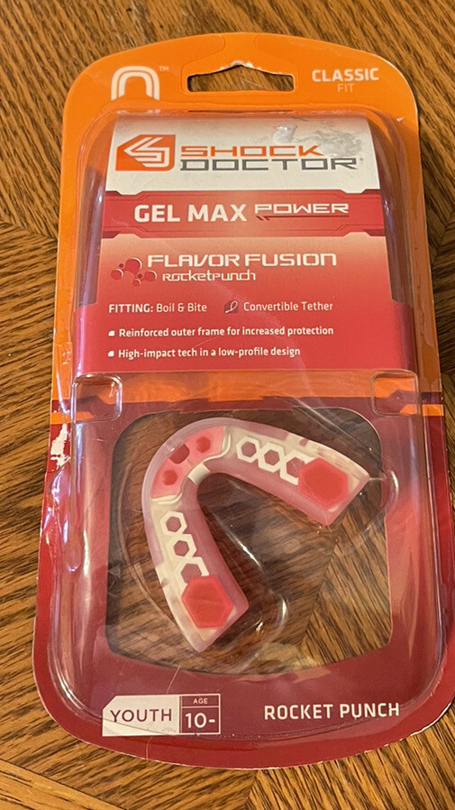 Shock Doctor Gel Max Power Carbon Convertible Mouth Guard Rocket Punch Youth 10-