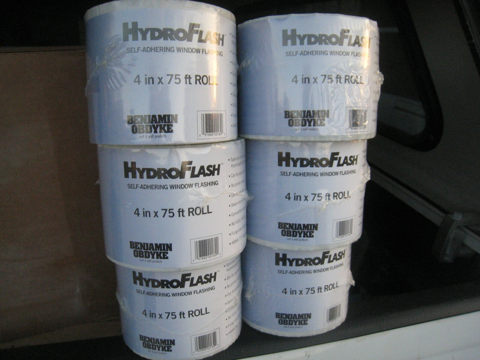 BENJAMIN OBDYKE HYDROFLASH 4" x 75' - 6 ROLLS HYDRO FLASH house wrap tape