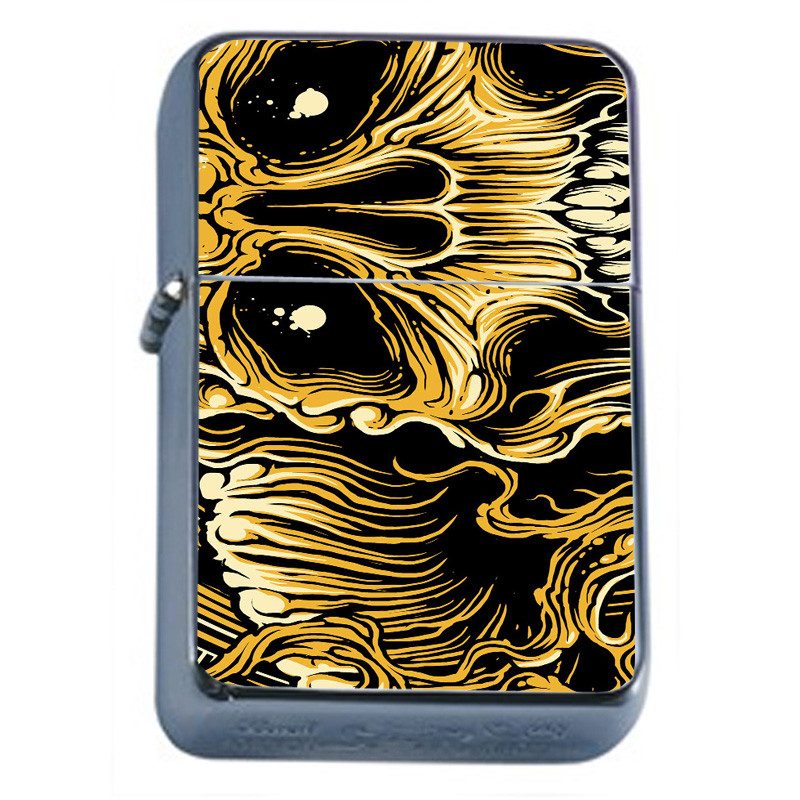 Yellow Skeleton Em1 Flip Top Oil Lighter Wind Resistant
