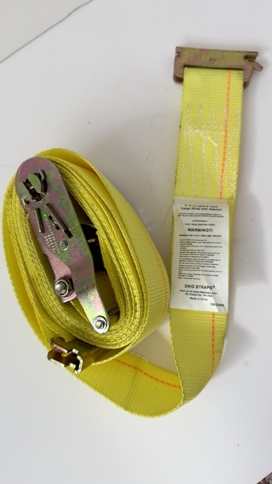 2 x 12’ DKG E Truck Cargo Strap with Ratchet Working Load Limit: 1000 LBS