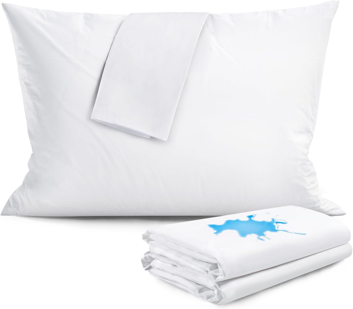 Pillow Protector with Zipper King Size Pillow Covers 100% Waterproof