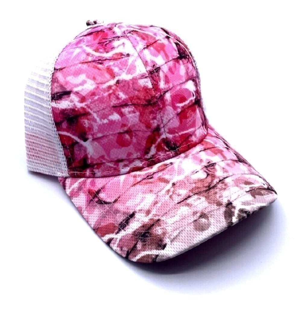 FLORIDA OUTDOOR FISHING HAT (WHITE/PINK) ADJUSTABLE MESH TRUCKER CAP
