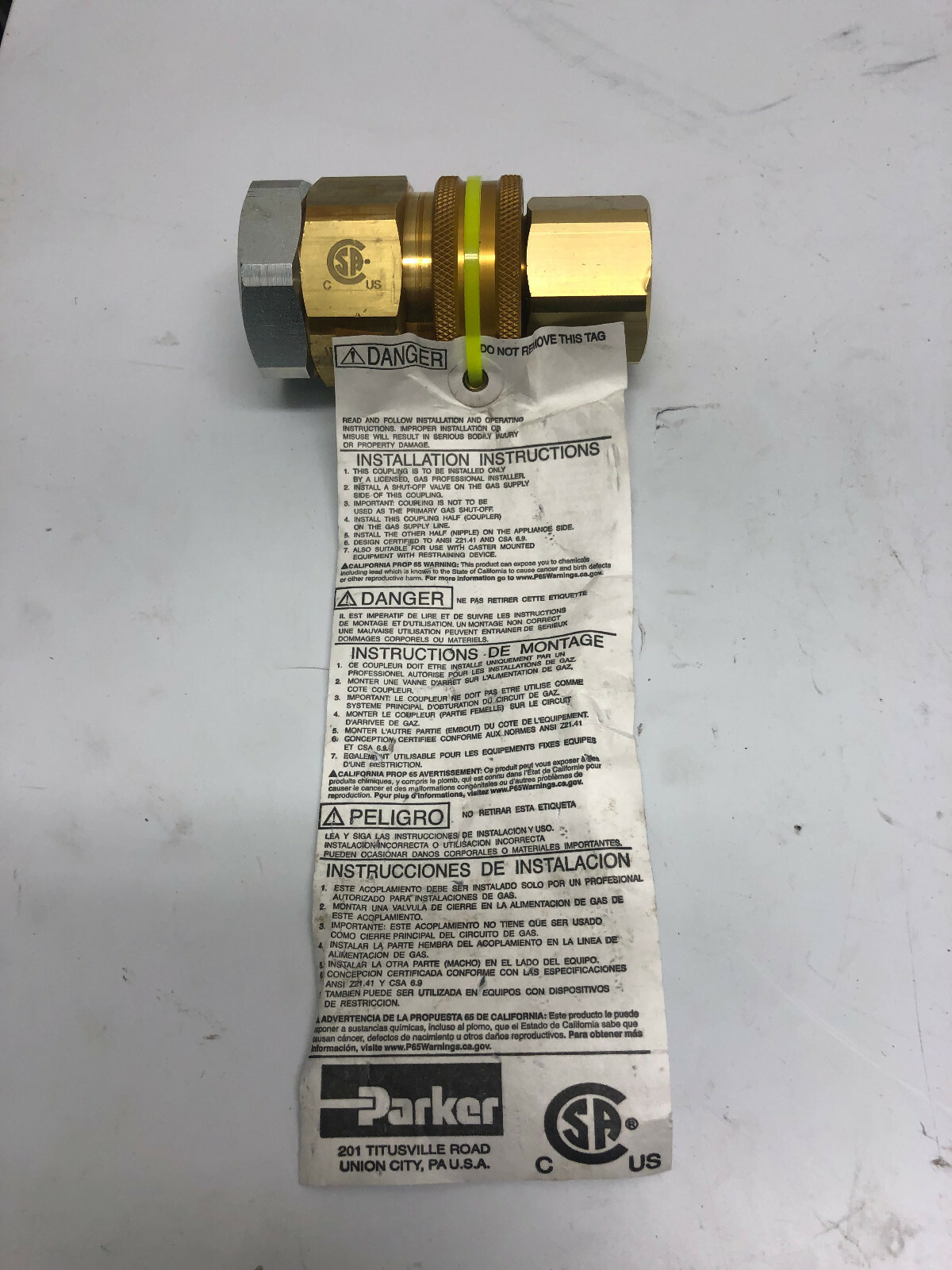 Parker Propane/Natural Gas GF Quick Coupling Nipple BPGFN12-12F BVGF-1C12F 3/4"