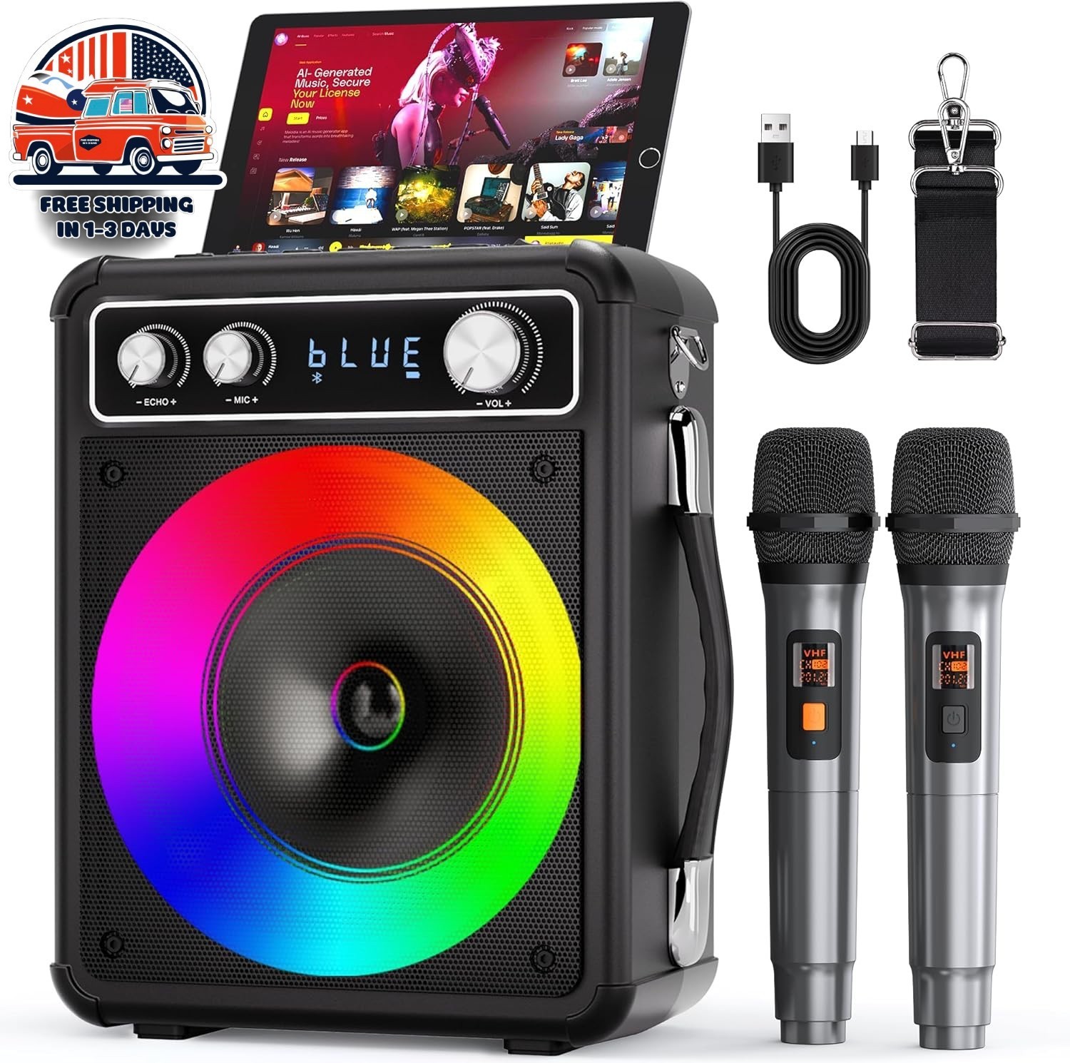 Micrófono De Karaoke Para Niños Y Adultos Inalámbrico Bluetooth Para Fiestas NEW