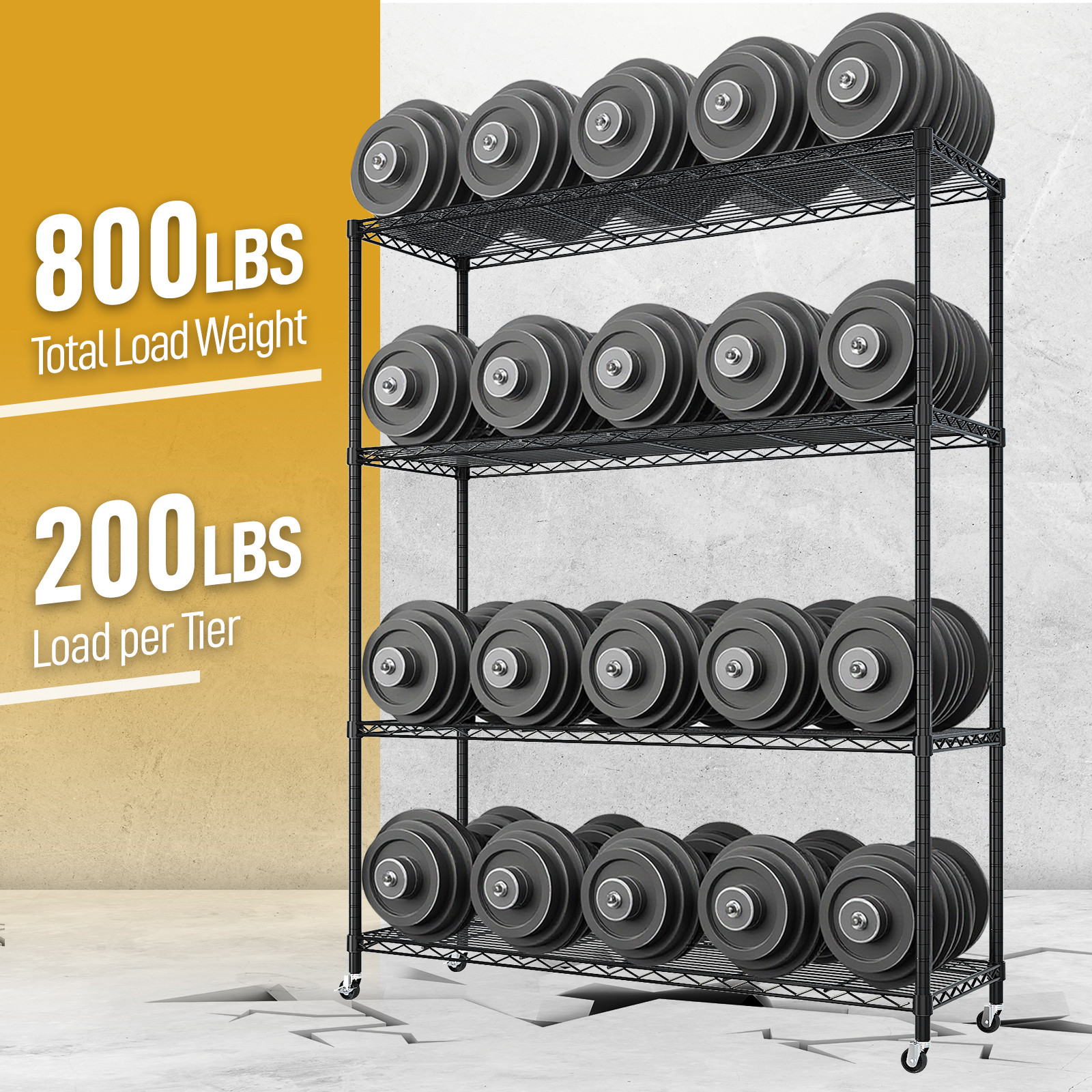 65"H Wire Rolling Shelving Unit on Wheels Adjustable Storage Rolling Wire Rack